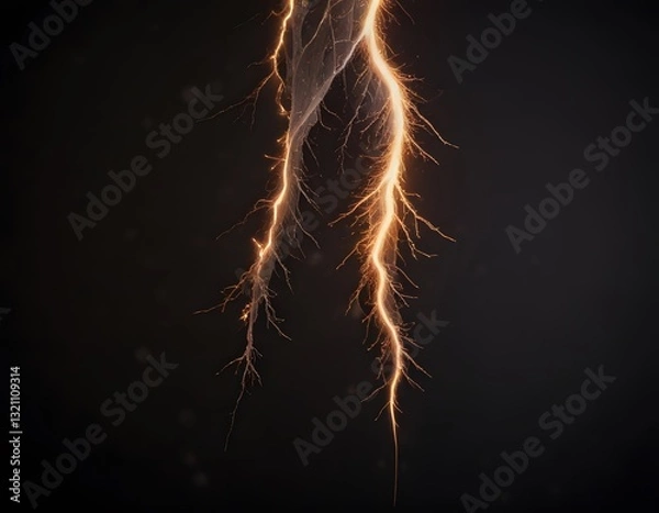 Fototapeta lightning effect thunder strike isolated on a black background
