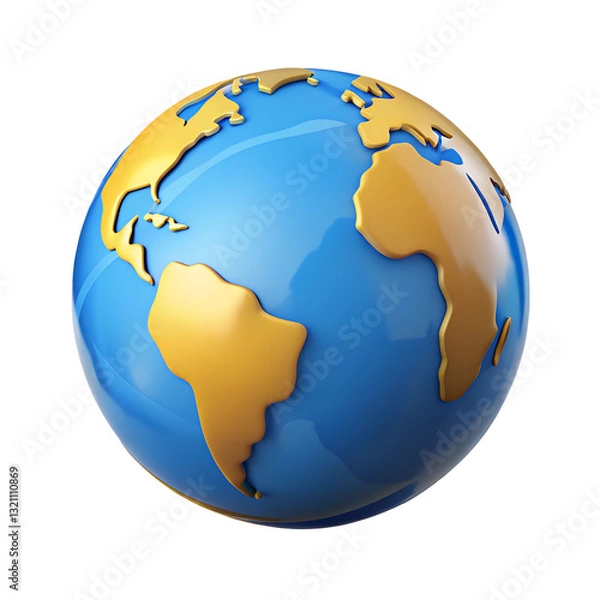 Obraz globe, world map, 3D sphere, blue oceans, 3D illustration, detailed cartography, geopolitical model, Earth representation, educational tool, global view