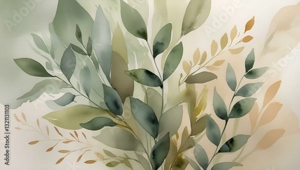 Fototapeta Abstract spring flora pattern with white tulips and green leaves