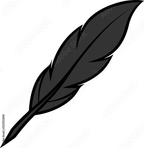 Obraz vector illustration of feather.Black Feather Silhouette Vector Illustration – Elegant Bird Feather Clipart for Designs