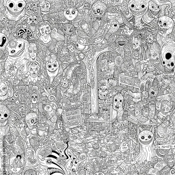 Fototapeta The images may seem a bit unsettling at first, but that's okay. They reflect the sometimes-challenging nature of anxiety. But by coloring, you're not just filling in lines; you're bringing light to th