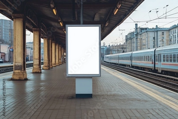 Fototapeta Empty digital billboard at a train station