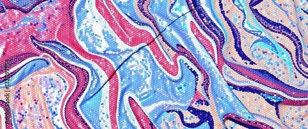 Fototapeta Liquid silver sequin fabric, seamless texture, texture, textile