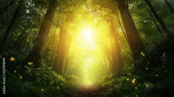 Obraz 木々の隙間から降り注ぐ光