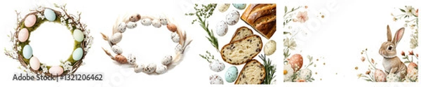 Obraz Easter and Spring Floral Frames with Festive Elements