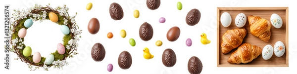 Obraz Easter and Spring Floral Frames with Festive Elements