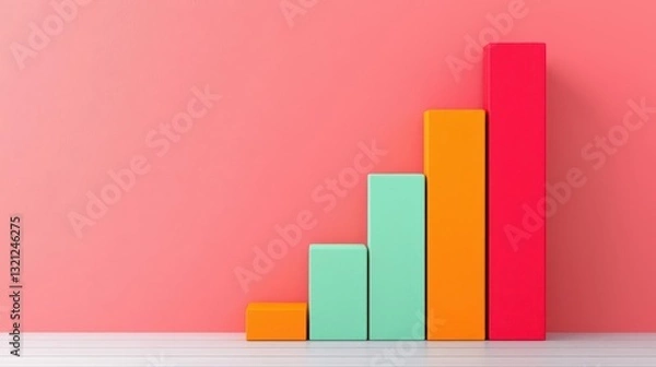 Obraz Abstract geometric structure forming a career growth bar chart, clean and minimal