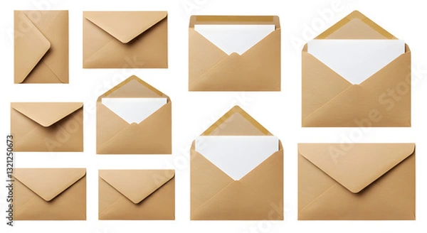 Fototapeta Sending Mail Assortment Grouped Together on Transparent Background - Invitation Concept