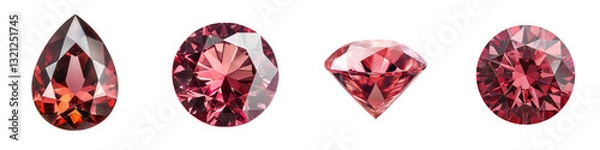 Fototapeta An array of stunning faceted gemstones in vibrant red and pink hues showcasing their brilliant shine captivating brilliance and luxurious elegance  These precious gems exude a sense of sophistication