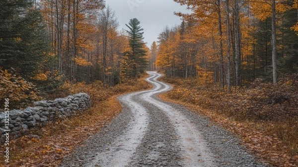 Fototapeta Autumn Winding Road Through Forest