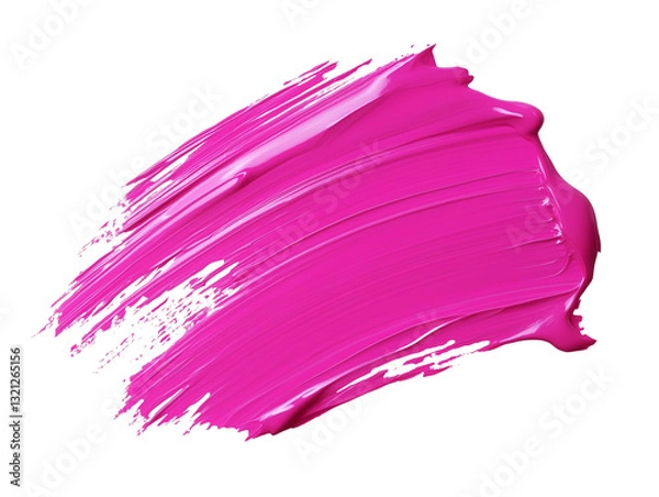 Fototapeta A dab of pink paint isolated on a transparent background. Bright, pink paint stroke with uneven, textured edges