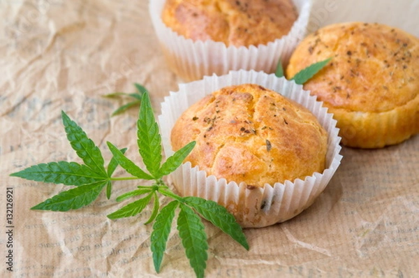 Obraz Cannabis cupcake muffins on a plate