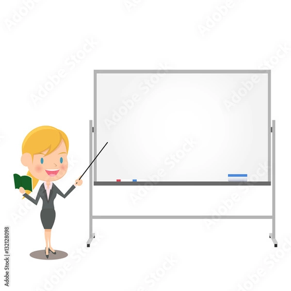 Fototapeta ホワイトボードで説明する女性会社員