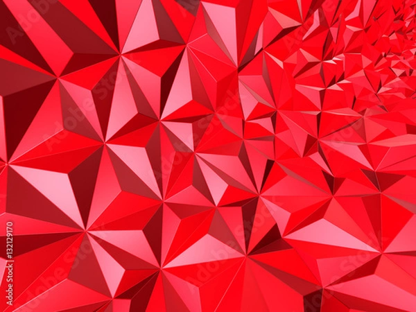 Fototapeta Red abstract geometric rumpled triangular low poly background