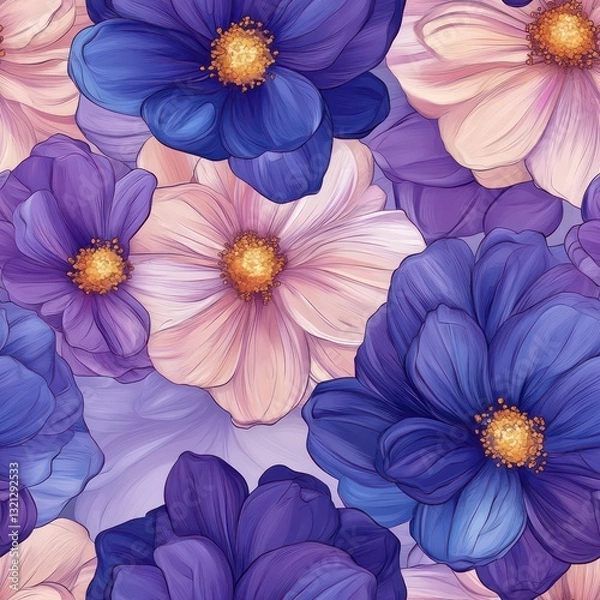 Obraz Seamless decorative and beautiful flowers for spring time pattern