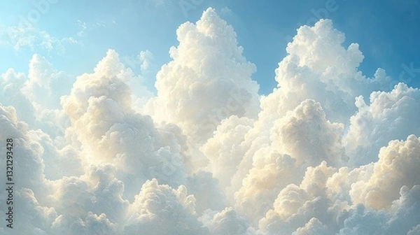 Obraz Cloudscape, bright sunlight, vast sky, nature's beauty, for backgrounds, posters, prints