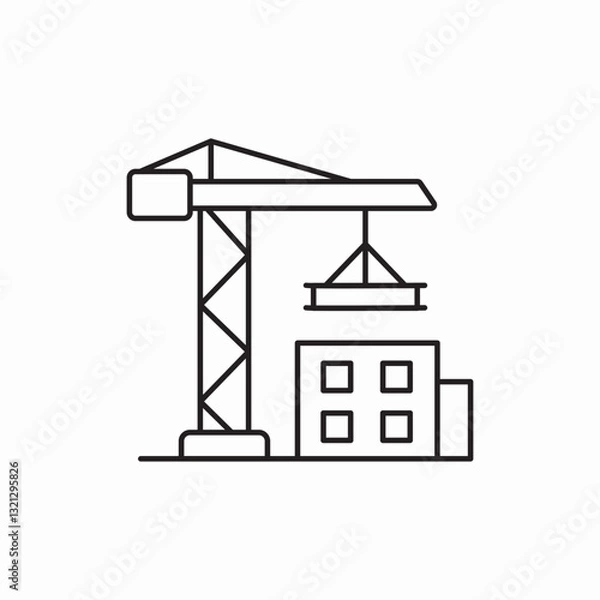 Obraz Construction crane building site icon vector sign