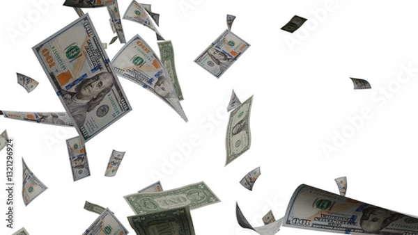 Fototapeta Dollars isolated on white background