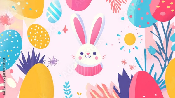 Fototapeta Happy Easter banner design, Easter card, and geometric background. Illustration in vector form 