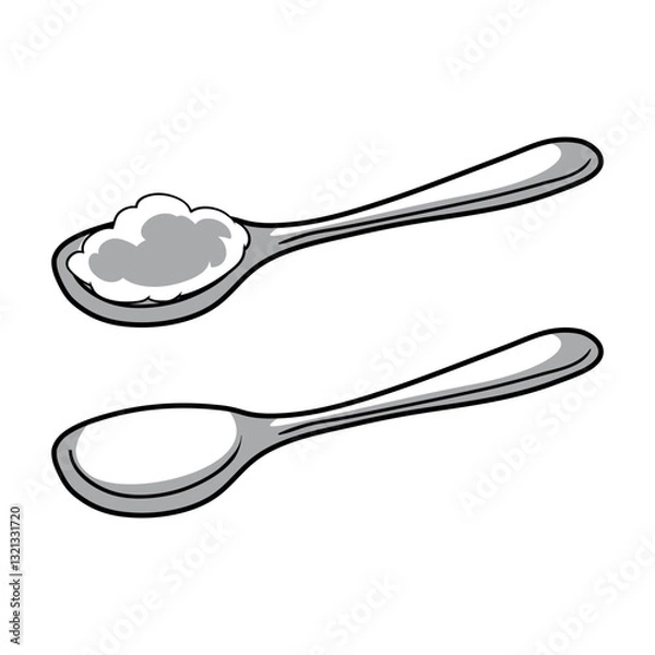 Fototapeta Spoon drawing doodle. vector illustration