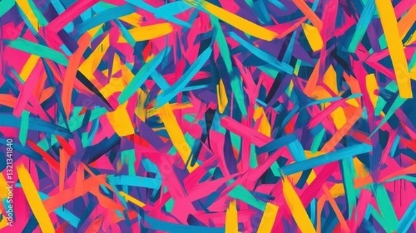 Fototapeta A vibrant abstract pattern filled with colorful, dynamic shapes and lines.