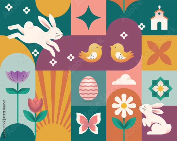 Obraz Modern Easter Geometric Seamless Pattern