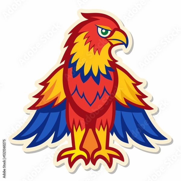 Fototapeta Cartoon parrot vector illustration with vibrant feathers and a distinctive beak