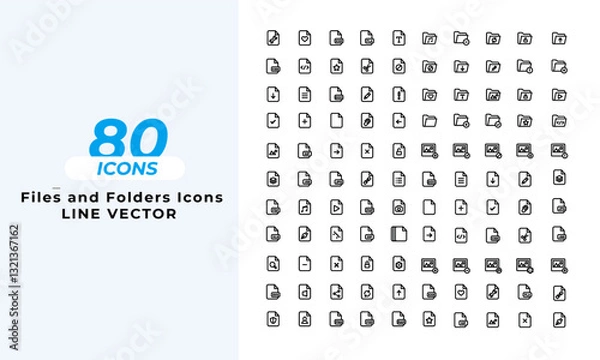 Fototapeta Files and Folders Line Icons Set Layout Vector Template. Vector illustration in line style of icons	
