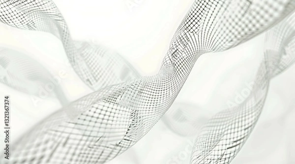 Obraz Twisted Abstract Structure: A modern, abstract composition featuring a fluid, interwoven structure, meticulously crafted with a grid pattern that evokes a sense of futuristic design.