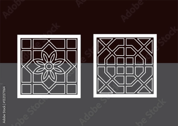 Fototapeta  Kitchen and Hall Jali geometric CNC jaali pattern for laser cutting and interior designing vector graphics