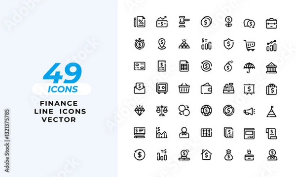 Fototapeta Finance Icons Set Layout Vector Template. Vector illustration in line style of icons	
