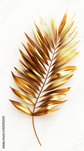 Obraz Luxurious Golden Palm Leaves on a Clean White Background