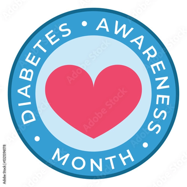 Fototapeta Diabetes Awareness Month: A symbolic heart, central to the graphic, embodies the core of care and understanding in diabetes awareness, creating an effective visual representation of health