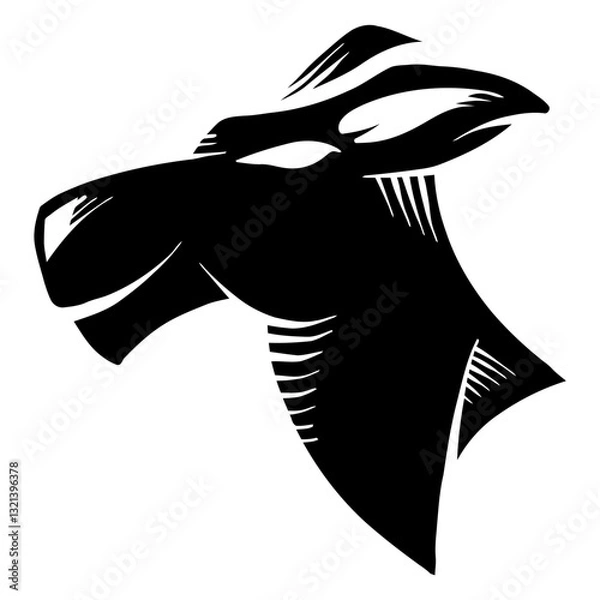 Fototapeta Mystical Bison Silhouette: A majestic bison head is captured in a captivating black-and-white style, its robust profile taking center stage in a sleek minimalist design.