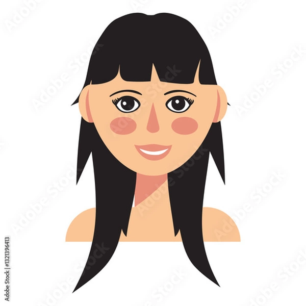 Fototapeta Joyful Portrait: A captivating illustration of a friendly woman, radiates joy with a warm smile, perfect for projects related to people and emotional expression. 