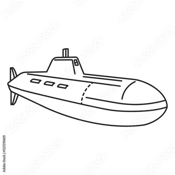 Fototapeta Submarine Illustration: A detailed monochrome illustration of a submarine, with all the key features accurately represented, perfect for educational or nautical-themed projects.