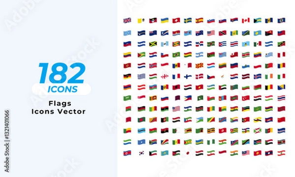 Fototapeta Flags Icons Set Layout Vector Template. Vector illustration in line style of icons	
