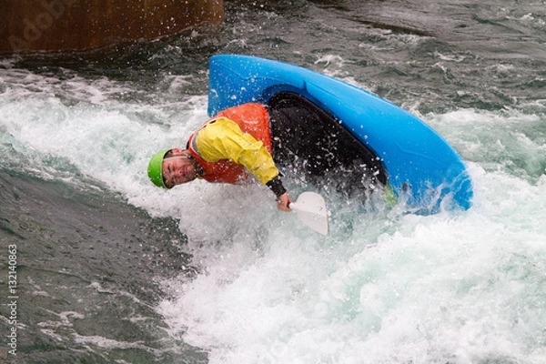 Obraz Man in kayak about to capsize