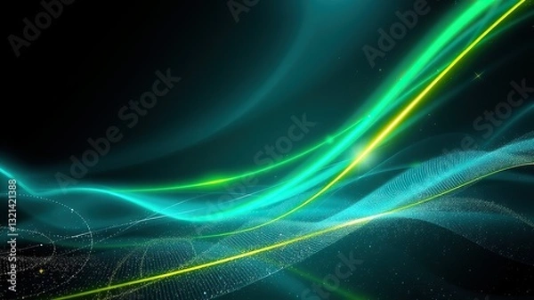 Fototapeta Black dark blue green emerald petrol teal lime yellow white abstract background. Color gradient ombre blend. Line stripe. Bright light flash glow glitter neon metallic. Noise grain mesh. Christmas