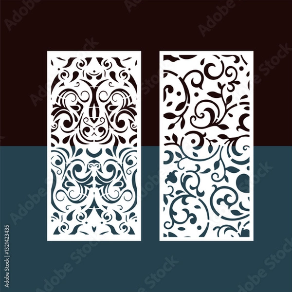 Fototapeta Kitchen and Hall Jali geometric CNC jaali pattern for laser cutting and interior designing vector graphics