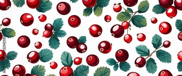 Fototapeta cranberry pattern on white plain background digital abstract art work illustration design