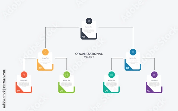 Fototapeta Corporate organizational chart. Business hierarchy infographic elements. Vector illustration