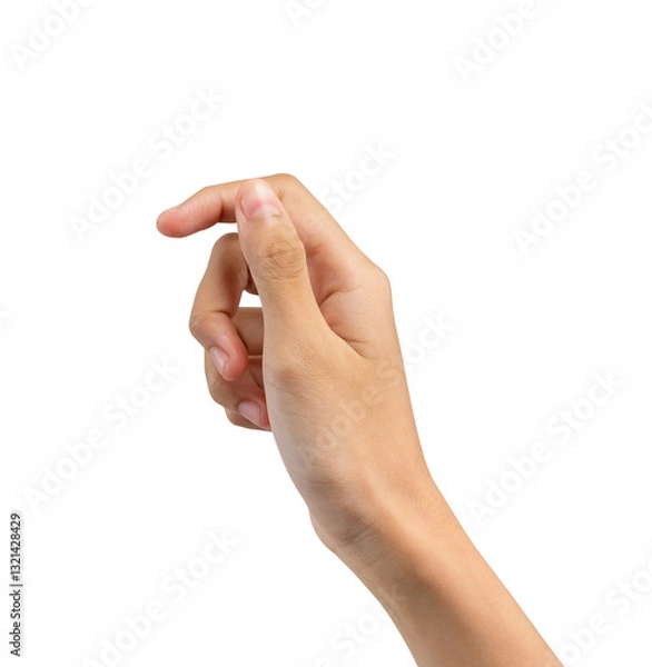 Fototapeta Hand holding or pointing to something on white background, Clipping path.