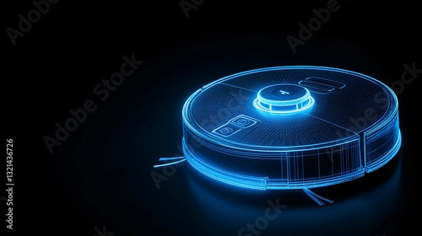 Obraz Wireframe Illustration of a Smart Robot Vacuum