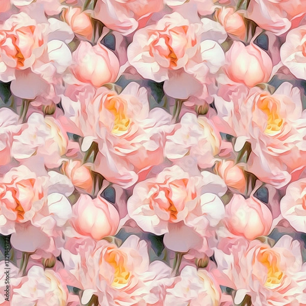 Fototapeta Pink Rose Flower Pattern Seamless Background Seamless Background