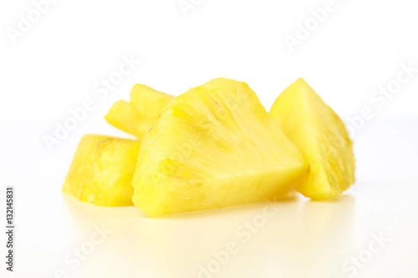 Fototapeta Closeup Pineapple chunks on white background