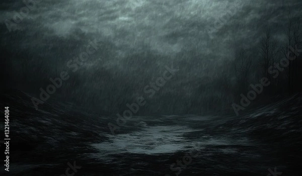 Fototapeta Dark Stone Podium Display in Empty Luxury Studio Background with Textured Marble and Grunge Design Elements