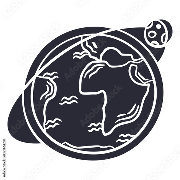 Fototapeta Earth and Moon Doodle: A simple yet evocative doodle depicting the Earth and Moon in orbit, perfect for educational materials, websites, or presentations on astronomy and space exploration.