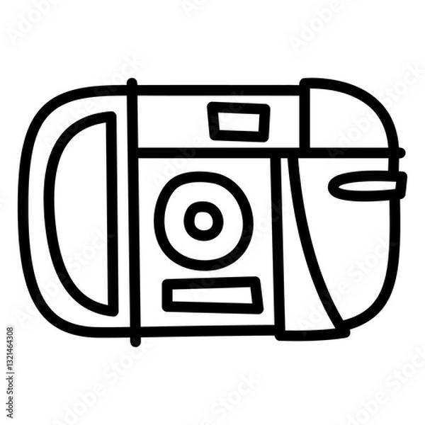 Fototapeta Classic Camera: A graphic black and white illustration of a classic camera, exuding timeless charm and functional design.