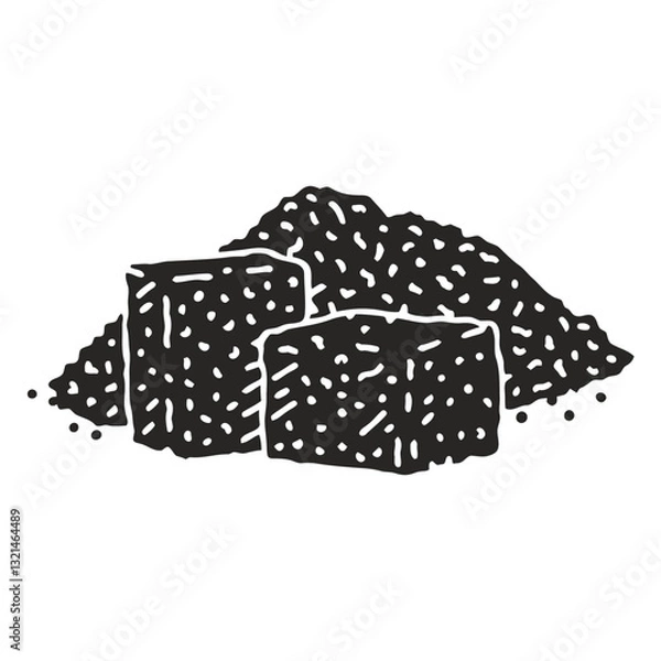 Fototapeta Illustration of Raw Sugar Cubes: A minimalist, high-contrast illustration showcases an arrangement of raw sugar cubes, hinting at the simple pleasures of life. 